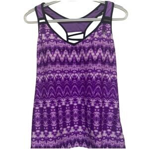 ZeroXposur Women's Purple White Chevron Tankini Top Built in Bra Size 1X